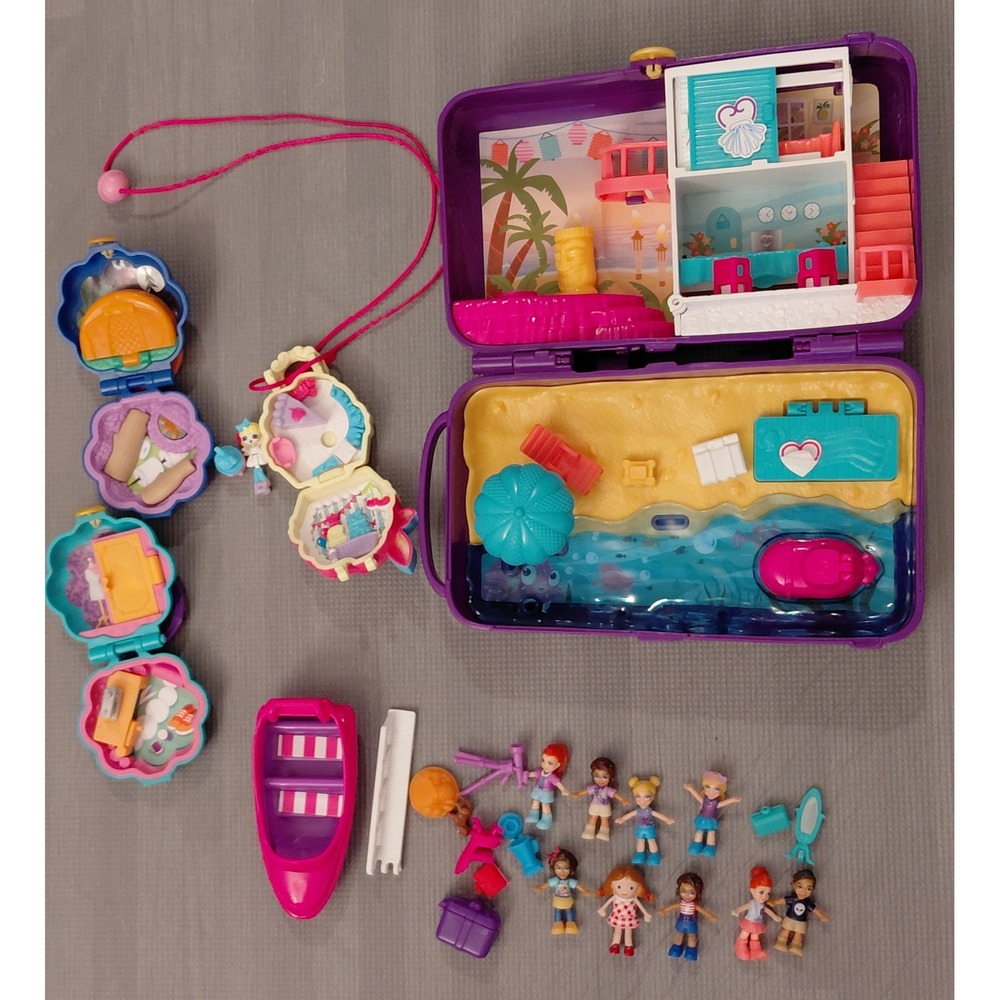 Polly Pocket Beach Vibes Backpack‎ Compact Playset with Micro Dolls and Boat
